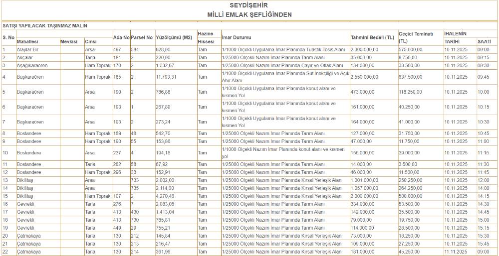 Konya'da hazine arazileri çok ucuza satılacak! Sadece 40 bin TL 11